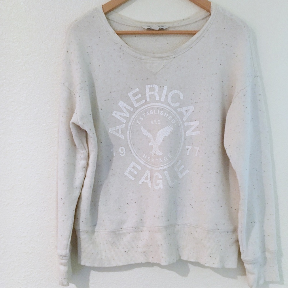 Ivory & Blue Speckled Sweater AE